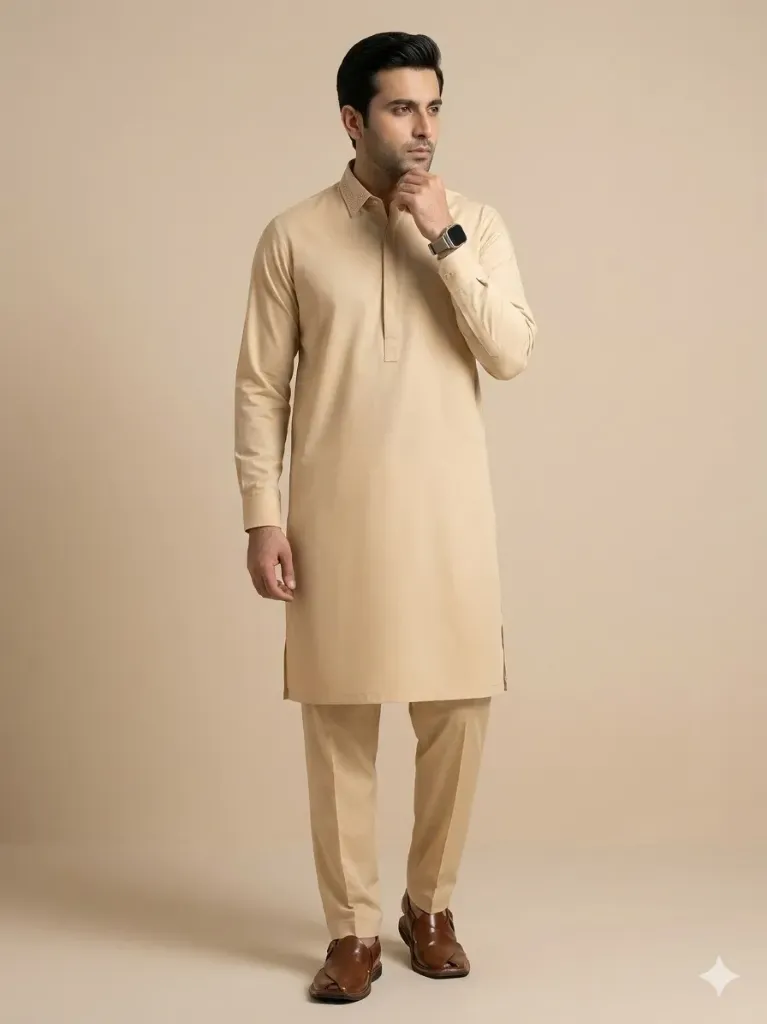 GENTS SUIT WASH N WEAR UNSTITCHED gzg-s6003 (Light Mustard)