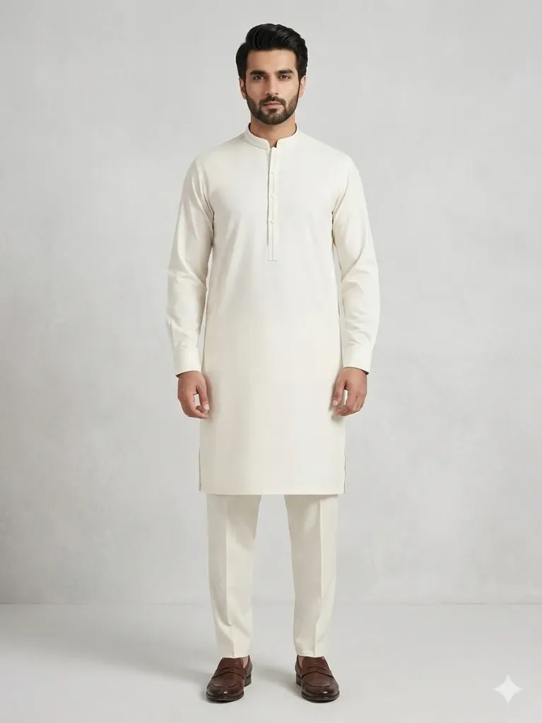 GENTS SUIT WASH N WEAR UNSTITCHED gzg-s6001 (Premium Cream)